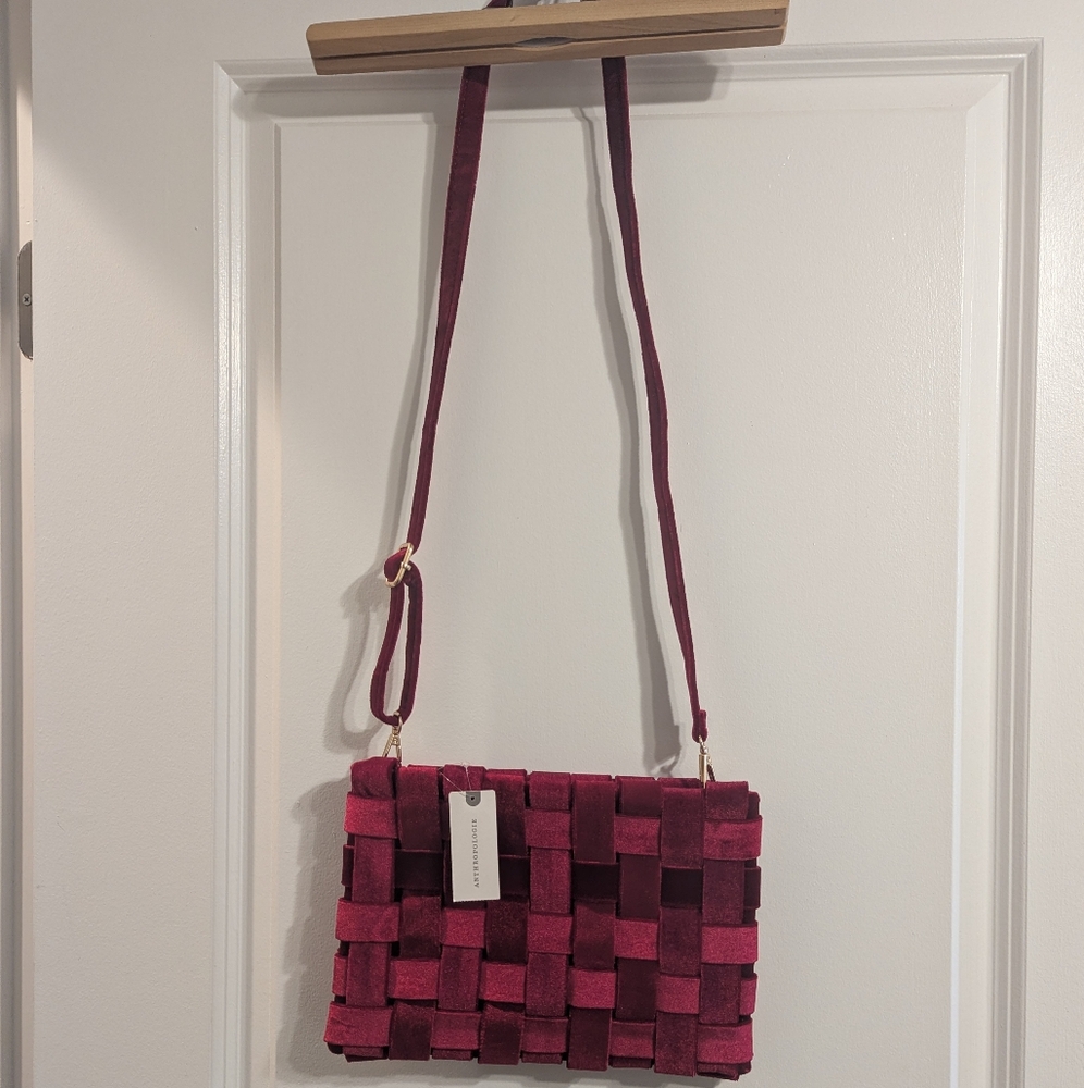 Anthropologie Lindy Woven Clutch Velvet Edition NWT